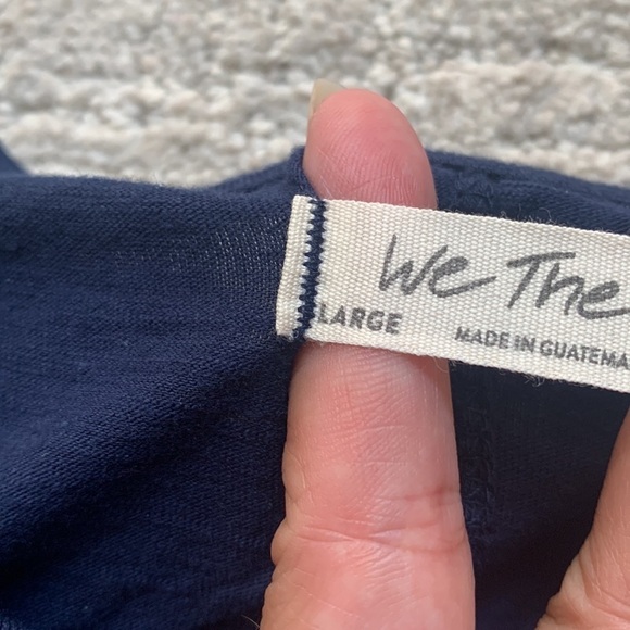 We the Free Nina Cuffed Boxy Navy Blue Short Sleeve Casual Comfy Tee Women Large - Picture 4 of 5